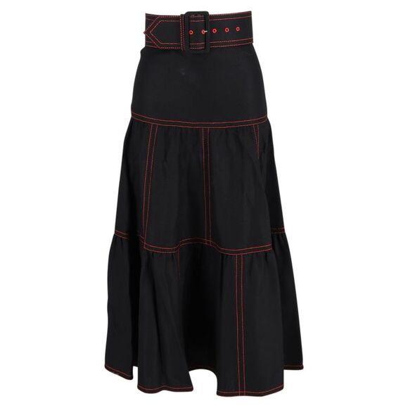 Gucci Tiered Mid Length Skirt in Black Cotton - Picture 1 of 6